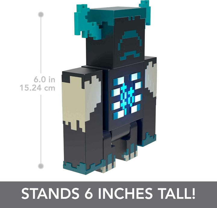 MINECRAFT Warden Figure - figurină de acțiune cu lumini, zgomote și mod de atac, pentru jucătorii și fanii jocurilor video aventuroși de la 6 ani, HHK89, negru - Guardiano Action figures Naty Shop