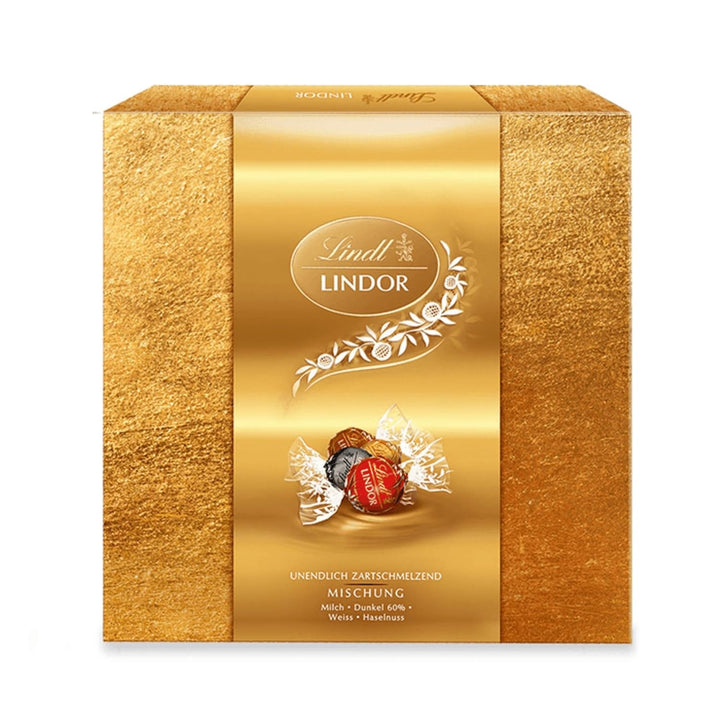 Lindt Chocolate LINDOR Mixture Silver, 26 sfere din ciocolata cu umpluturi diverse, 325 grame Bomboane de Ciocolata Naty Shop Mix festiv (187 grame)