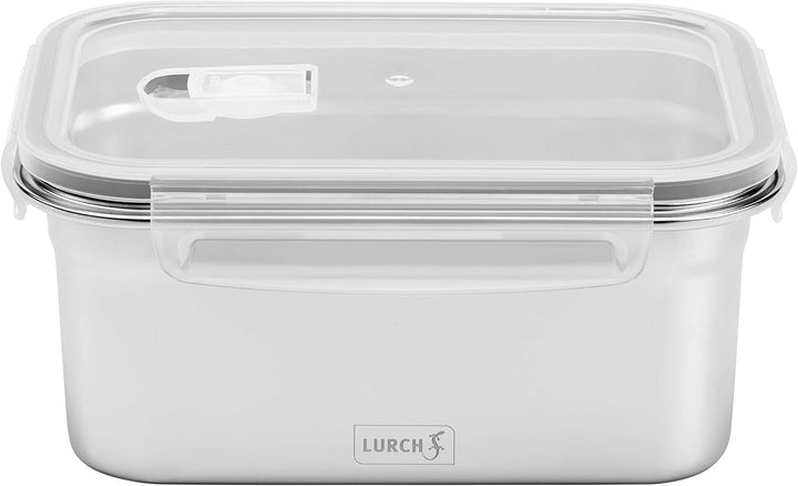 Lurch 240895 Cutie de prânz Cutie de siguranță/de depozitare din oțel inoxidabil de înaltă calitate cu capac din plastic fără BPA 2000ml, transparent Cutii depozitare alimente Naty Shop 1500ml