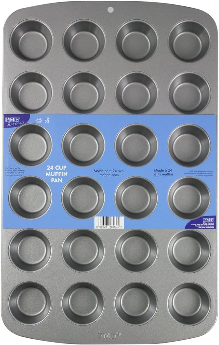 CSB111 Antihaftbeschichtete Mini-Muffinform Mit 24 Löchern Aus Karbonstahl, Edelstahl, Silver, 39.4 X 24.6 X 2.1 Cm Matrite si tavi pentru copt Naty Shop