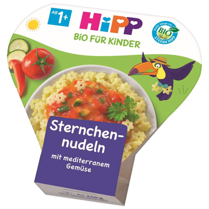 Legume de grădină hipp cu curcan și rozmarin, pachet de 6 (6 x 250 g) Mama si Copilul Naty Shop 6 x 250 grame Paste Star cu legume mediteraneene