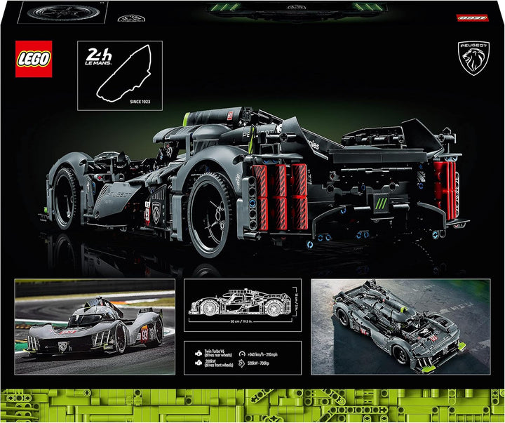 LEGO 42156 Technic Peugeot 9X8 24H Le Mans Hybrid Hypercar, mașină de curse legendară, kit model pentru adulți, scara 1:10, mașină de motorsport de colecție pentru jucători avansați Seturi de constructie Besuche den LEGO-Store