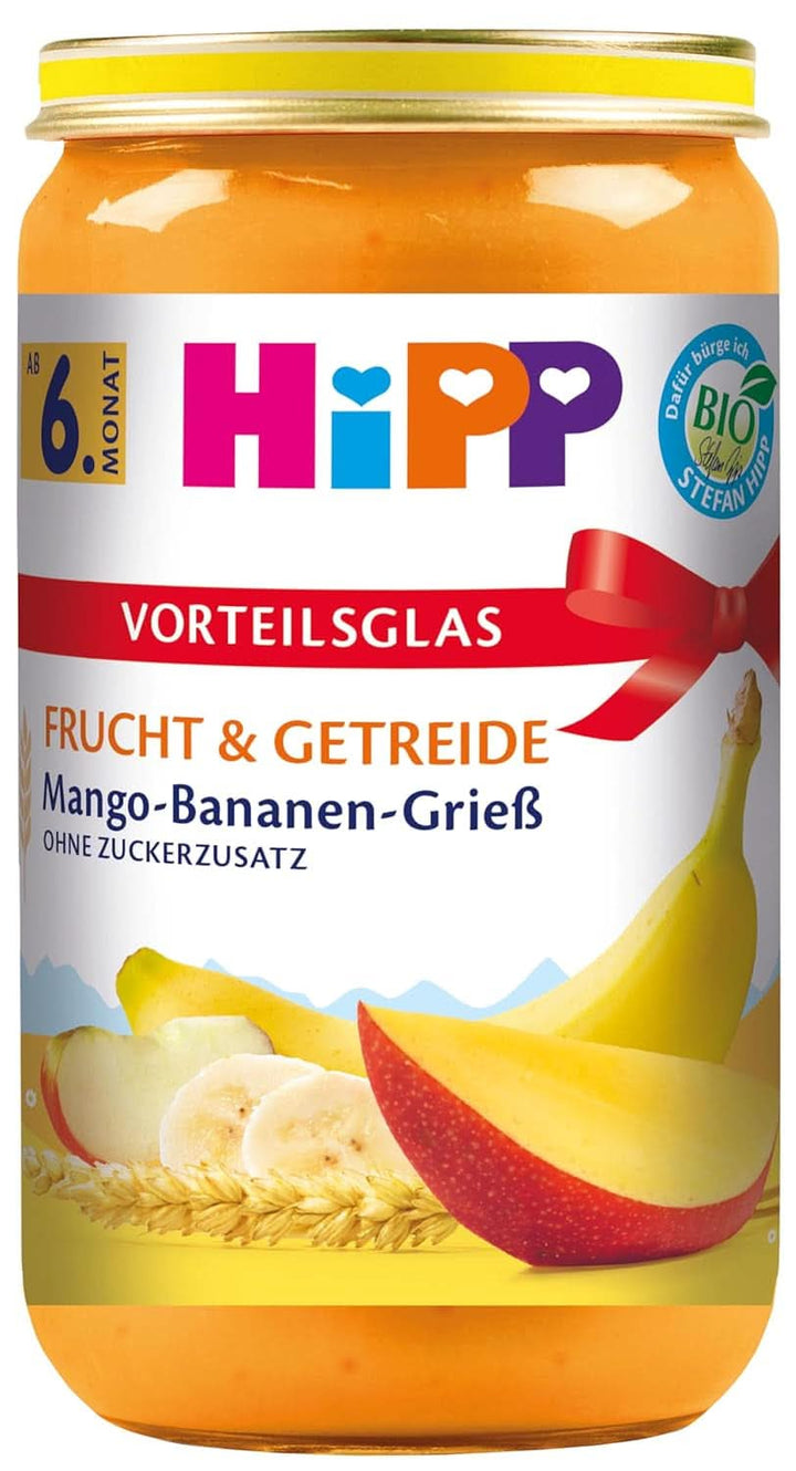 Hipp Pere-Banane cu biscuiți, pachet de 6 (6 X 190 grame) Mama si Copilul Naty Shop 6 x 250 grame Gris mango-banană
