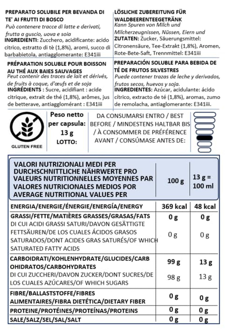 Caffè Vulcanus - 60 capsule amestec de ceai, aromă: ceai englezesc, ceai de piersici, ceai de lămâie și ceai de fructe de pădure - capsule compatibile cu Nescafe Dolce Gusto