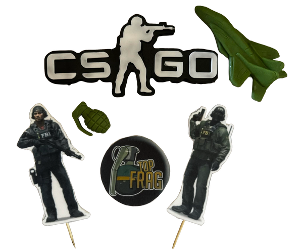 Set 6 decoratiuni comestibile din pasta de zahar, Counter-Strike: Global Offensive (CS:GO) Decoratiuni din Pasta de Zahar Naty Shop