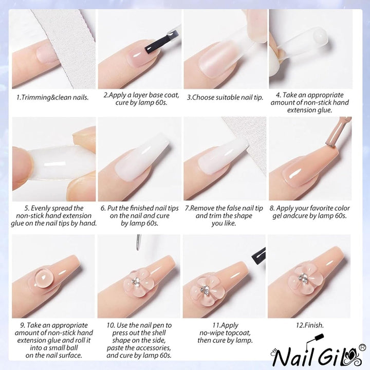 NAILGIL Gel solid pentru ojă, gel solid pentru adeziv pentru unghii, sculptură 3D pentru unghii cu set de instrumente, salon DIY acasă, transparent 15G