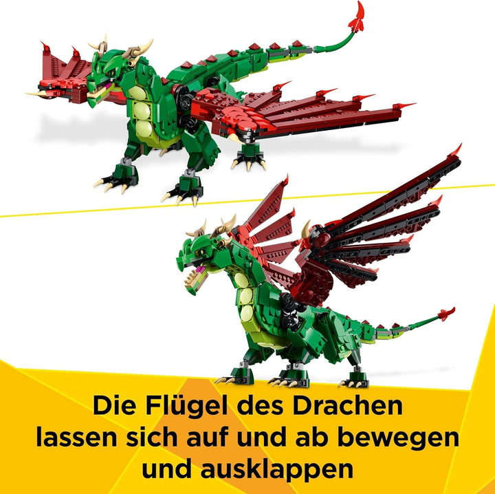LEGO Creator 3In1 Green Dragon - Jucărie - Convertibil în șarpe de mare sau Phoenix - Jucărie de construit cu animale pentru copii - Cadou pentru băieți și fete de la 9 ani 31161 Seturi de constructie Besuche den LEGO-Store