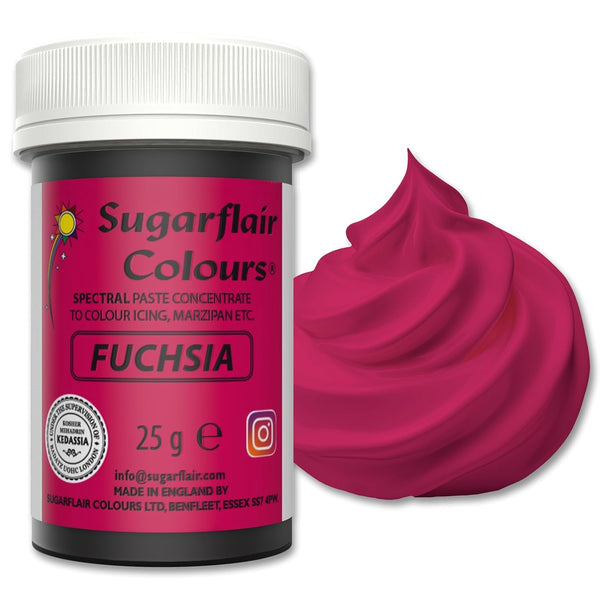 Sugarflair Spectral Fuchsia Lebensmittelfarbe Paste, Hochkonzentrierte Lebensmittelfarbe Für Buttercreme, Zuckerpaste, Royal Icing, Kuchenmischungen Und Mehr! Lebensmittelfarbstoff - 25G Coloranti Alimentari Naty Shop Fuchsia 1