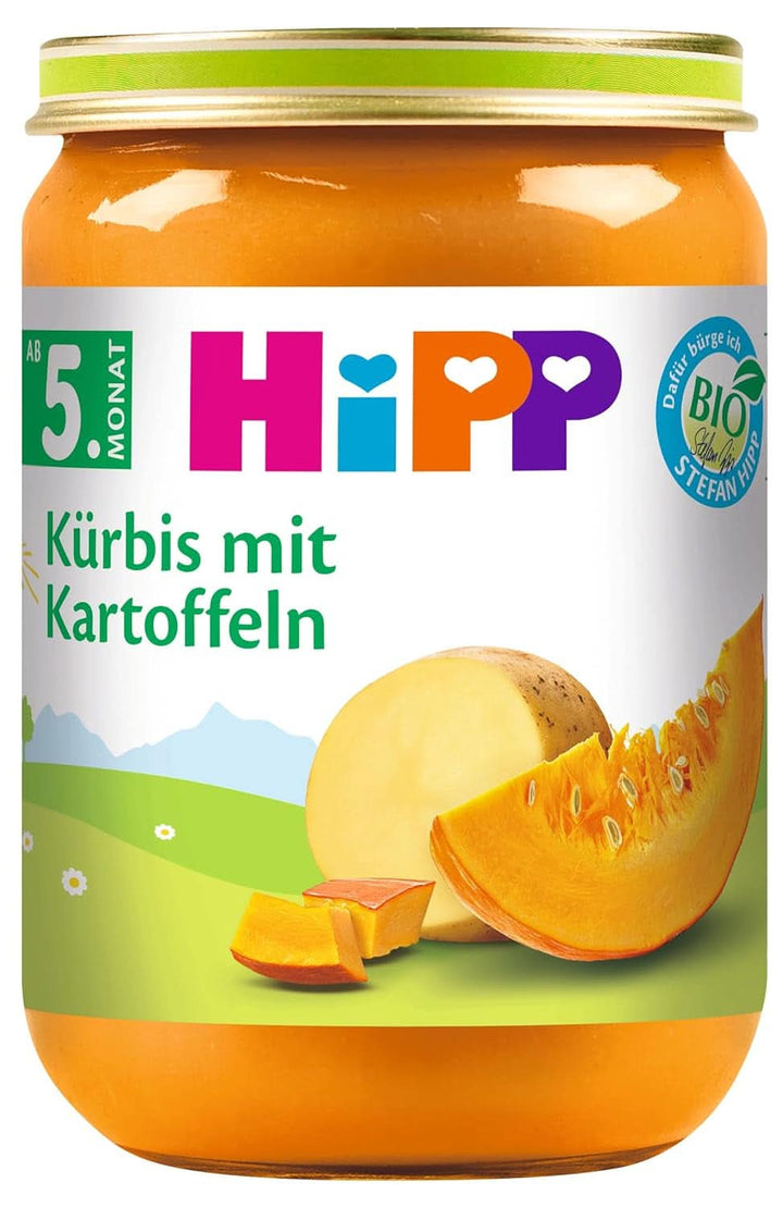 Hipp Organic Vegetables, piure din legume, pachet de 6 x 125 grame sau 6 x 190 grame Mama si Copilul Naty Shop 6 x 190 grame Dovleac cu cartofi