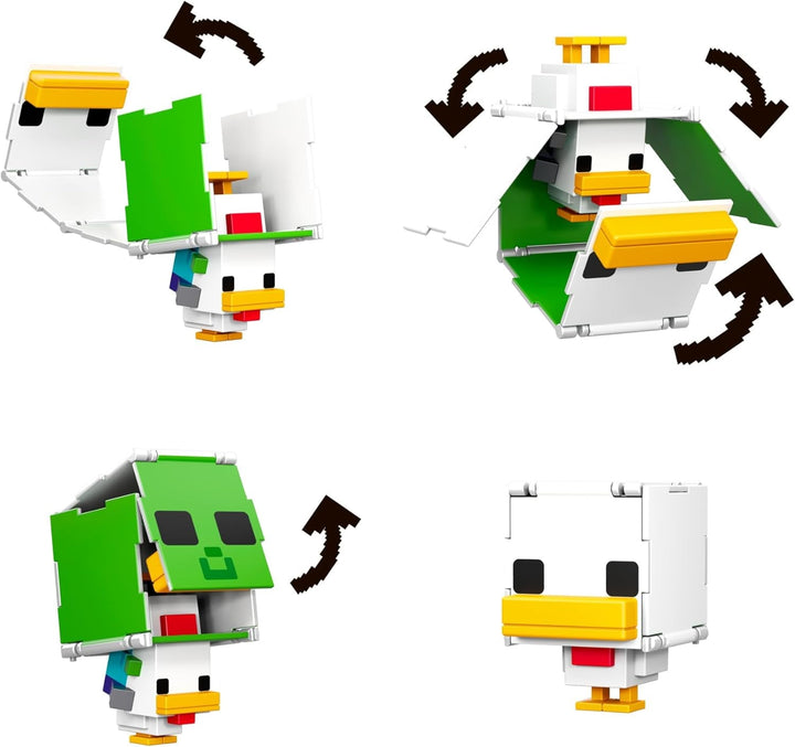 Mattel Minecraft Flippin' Figs Oaie și pui 2-Pack cu figuri de joacă 2-in-1, capete mari și design Pixel HXK17 Action figures Naty Shop