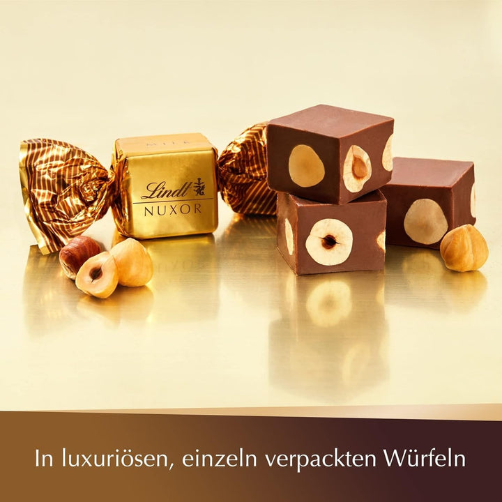 Lindt NUXOR, Ciocolată Gianduja cremoasă cu alune prăjite integrale, 700 grame Bomboane de Ciocolata Naty Shop