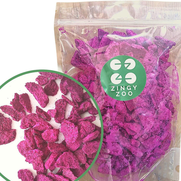 Fructe de dragon uscate liofilizate | Pitaya roz uscată natural Vegan | Potrivit pentru a face pudră de fructe de dragon Pitahaya Smoothie Bowl | Fructe de dragon uscate liofilizate | ZingyZoo (100g) Produse deshidratate Naty Shop 300G