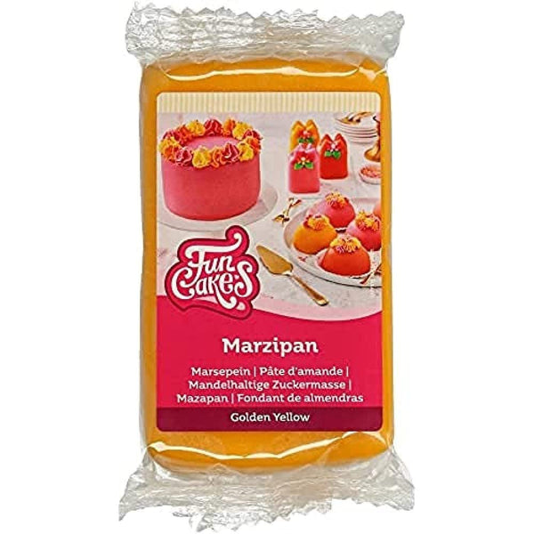 FunCakes pastă de zahăr pe bază de migdale (marțipan olandez) galben auriu: ușor de utilizat și neted, perfect pentru decorarea prăjiturilor, halal, kosher și fără gluten. 250 g. Pasta de zahar Naty Shop Default Title
