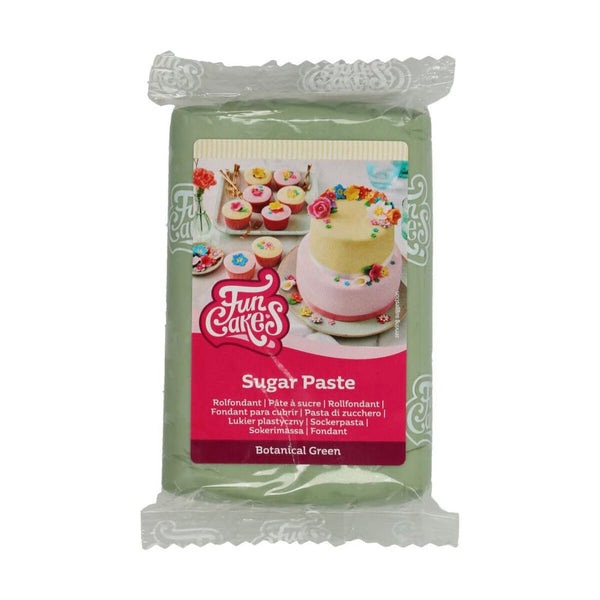 FunCakes roll fondant Botanical Green: Ușor de utilizat, neted, flexibil, moale și pliabil, perfect pentru decorarea torturilor, halal, kosher și fără gluten, 250g Pasta de zahar Naty Shop Verde botanic 250 G