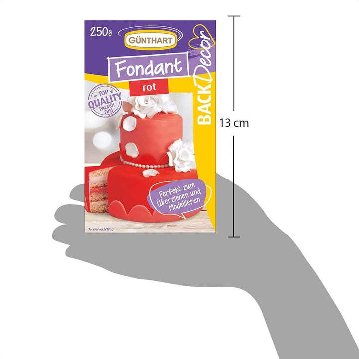 Günthart BackDecor 250 g fondant roșu, fără ulei de palmier, rezistent la rupere pentru acoperirea prăjiturilor și produselor de patiserie, potrivit pentru modelare, pachet de 2 (1 x 250 g) Pasta de zahar Naty Shop