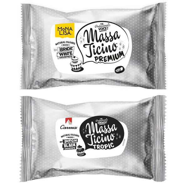 Massa Ticino Set 1x Fondant alb 250g și 1x Fondant negru 250g - Pastă de zahăr premium pentru prăjituri, roll fondant - Perfect pentru prăjituri, modelare și decorațiuni - Fondant pentru brutari profesioniști și amatori Pasta de zahar Naty Shop Default Title