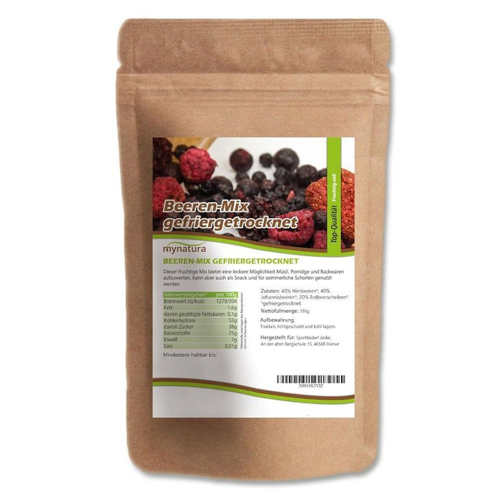 Mynatura Amestec colorat de fructe de pădure liofilizate I Amestec de fructe I Zmeură I Coacăze negre I Căpșuni I Gustare de fructe I Vegan I 350g Produse deshidratate Naty Shop Titlu implicit