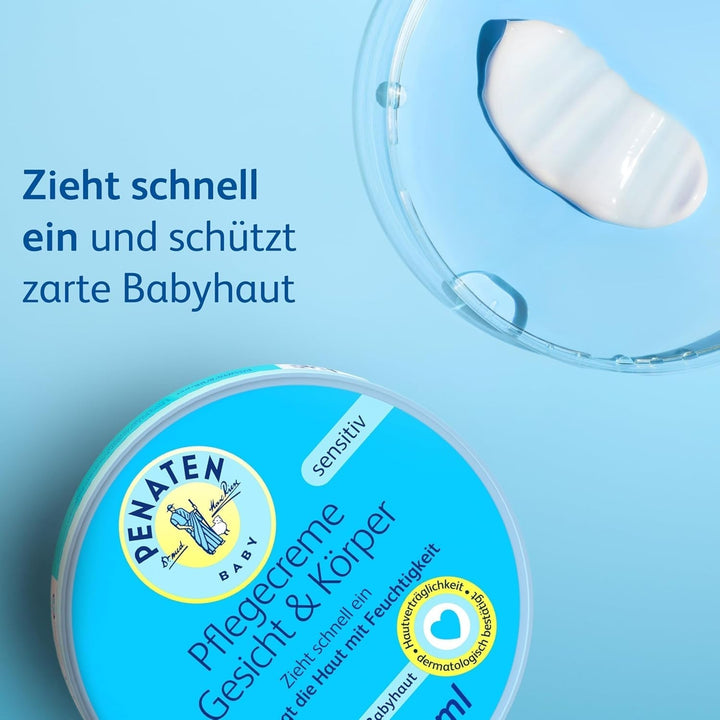 PENATEN cremă de îngrijire pentru față și corp (100 ml), cremă de față și de corp pentru bebeluși, cu absorbție rapidă, pentru pielea delicată a bebelușilor, lasă pielea moale și îi oferă pielii hidratare importantă Copii - Baie si Skincare Naty Shop