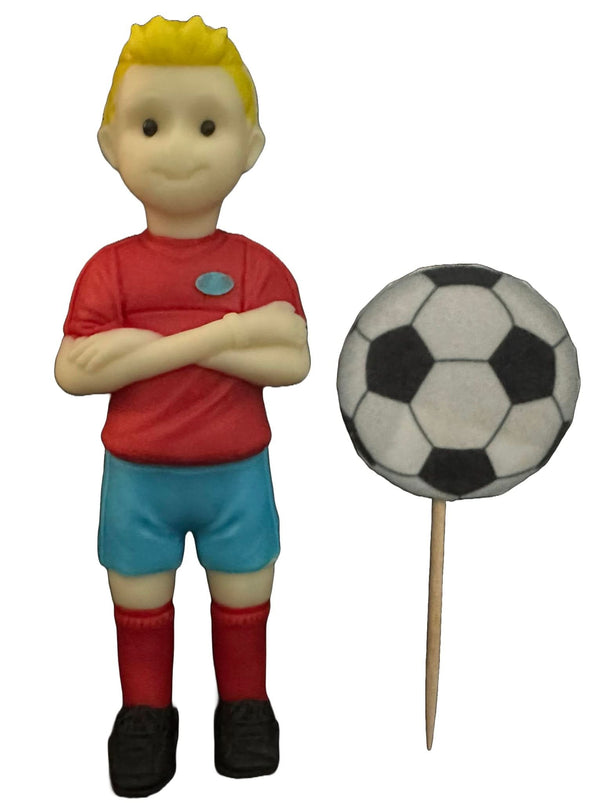 Set 2 decoratiuni comestibile din zahar, Fotbalist Decoratiuni din Pasta de Zahar Nati Shop