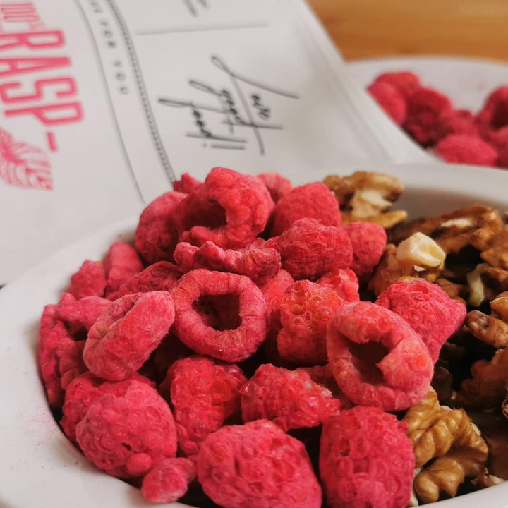Zmeură liofilizată | fructe liofilizate | fructe liofilizate | fructe liofilizate | zmeură liofilizată | zmeură liofilizată | ZingyZoo (90g) Produse deshidratate Naty Shop